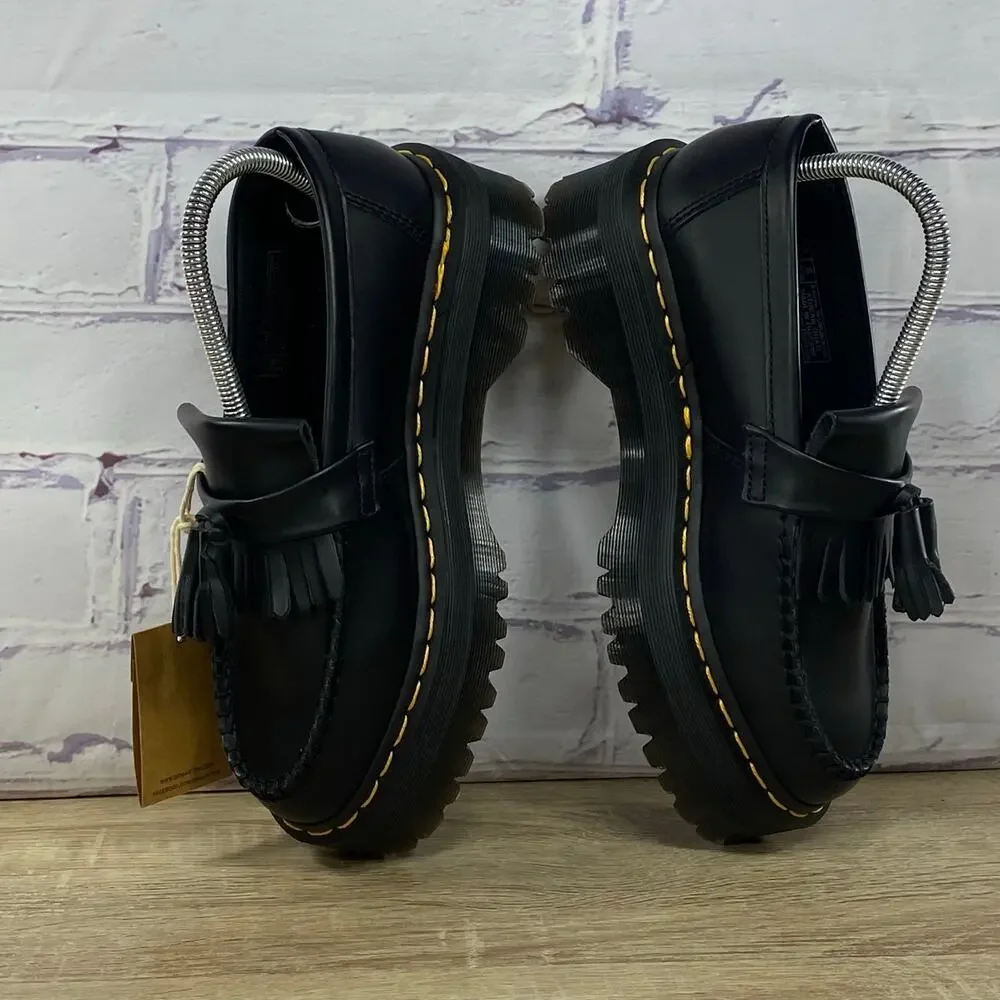 Dr. Martens Adrian Quad Black Leather Tassel Platform Loafers Men's 6 Women's 7 - Picture 5 of 8